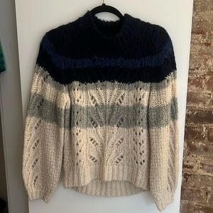 Point Sur pointelle knit crewneck sweater in colorblock